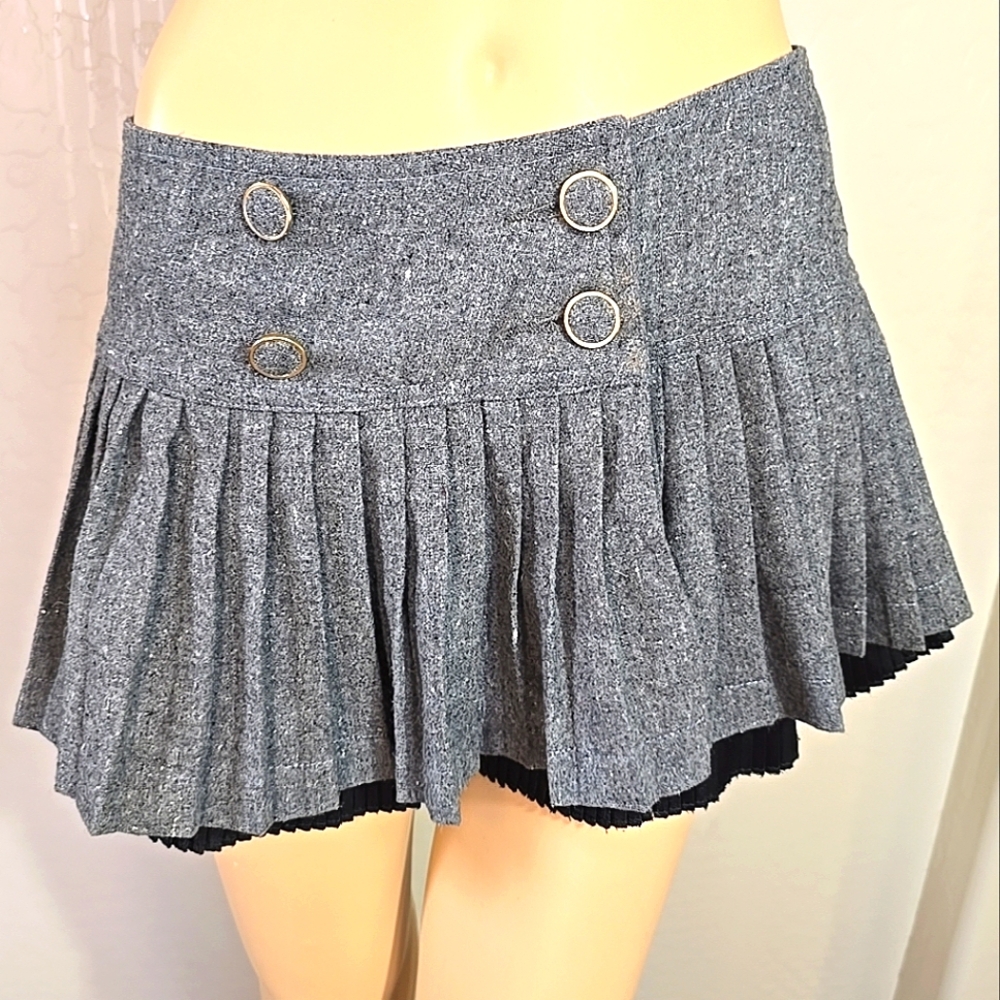 Egoist Gray Pleated Womens Mini Skirt/ Skort Size S